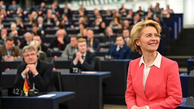 La nueva presidenta de la Comisión Europea, la alemana Ursula von der Leyen, en Estrasburgo.