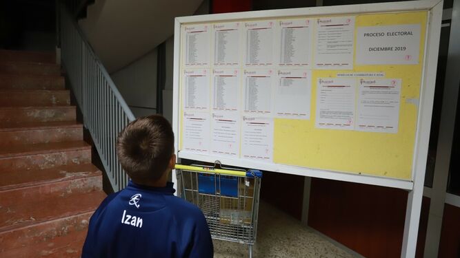 Un joven observa el censo electoral en el Nuevo Mirador