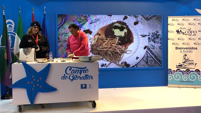 Una demostración de cocina del restaurante El Copo, en Fitur 2019.