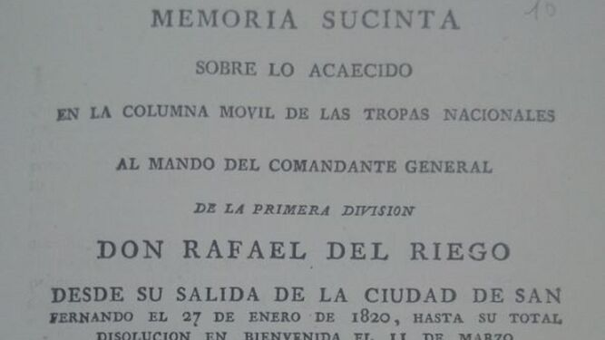 Documento en el que se recoge el origen algecireño del Himno de Riego