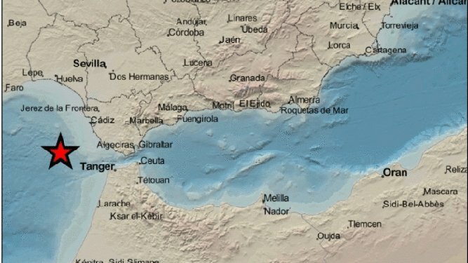 Localización del epicentro del terremoto.