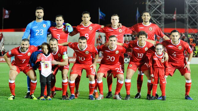 Un once de la selección de fútbol de Gibraltar.