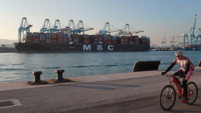 El portacontenedores 'MSC Sixin', uno de los más grandes del mundo, en enero en el Puerto