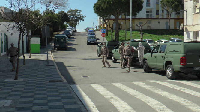 Efectivos de la Infantería de Marina, este viernes en San Roque