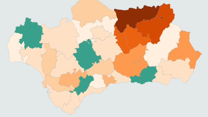 El mapa del coronavirus en Andalucía por distritos sanitarios