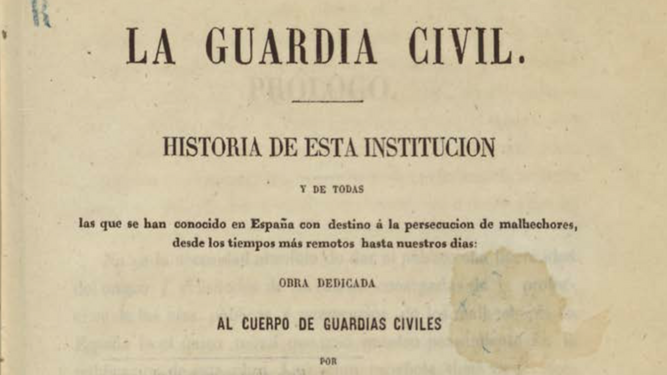 Primer libro de historia de la Guardia Civil (1858). Cita a Miguel Guzmán Cumplido.