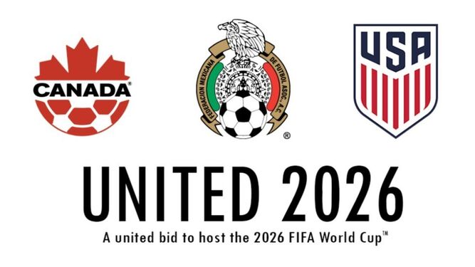 Los tres escudos de las federaciones de fútbol para el Mundial 2026