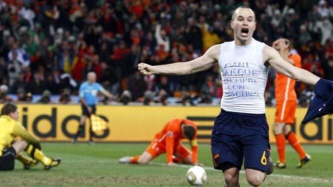 Iniesta celebraba el gol de la victoria de España en el Mundial