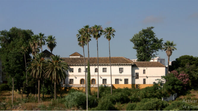 Fotografía actual de la Casa-Palacio que muestra la parte trasera del edificio y los restos del exuberante jardín que una vez existió entre la mansión y la cercana playa.