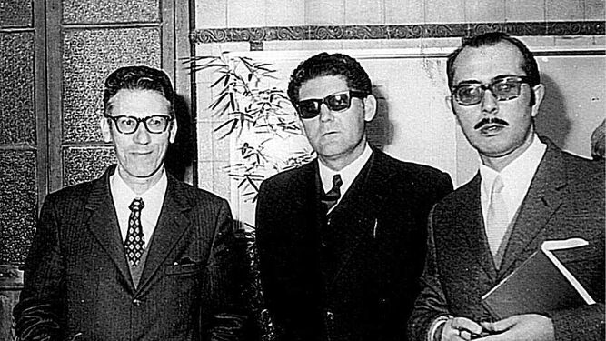 J. L . Cano, M. Fernández Mota y José Riquelme  en el Ayuntamiento de Algeciras, en 1970.