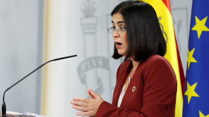 La ministra de Política Territorial, Carolina Darias, durante su comparecencia de este pasado martes.