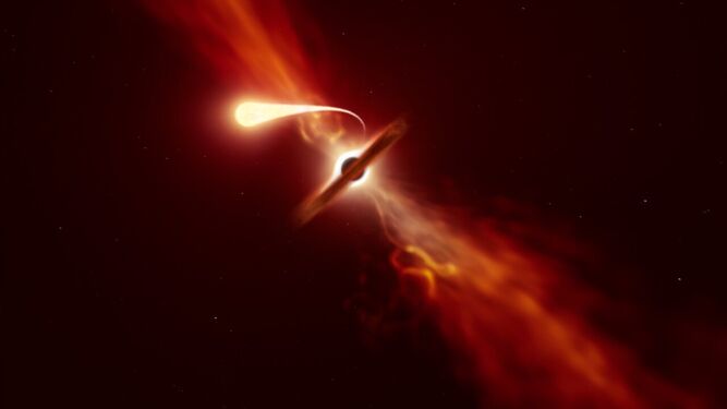 Los últimos momentos de una estrella devorada por un agujero negro