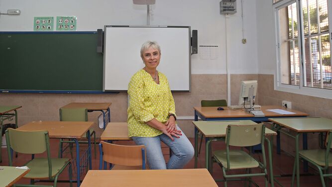 Carolina Amusco, en un aula del Menéndez Tolosa