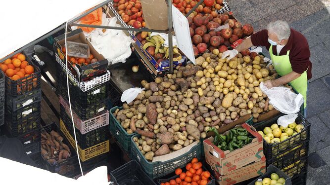 Un puesto de verduras en el Mercado Ingeniero Torroja de Algeciras.