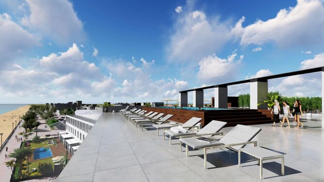 Terraza del nuevo hotel del grupo Sercotel de Chipiona