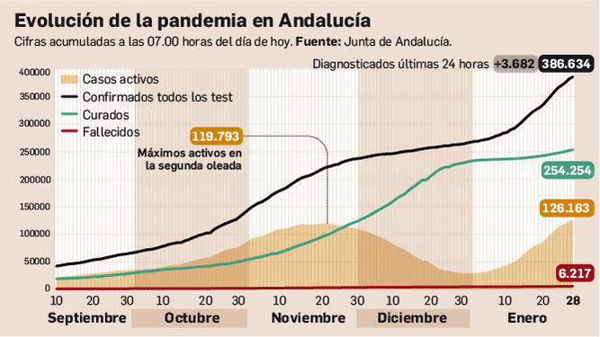Balance de la pandemia en Andalucía a 28 de enero de 2021.