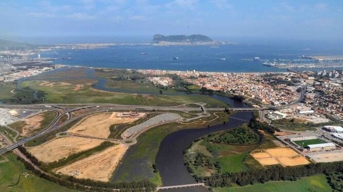 Vista aérea del recinto fiscal Bahía de Algeciras, en Los Barrios.