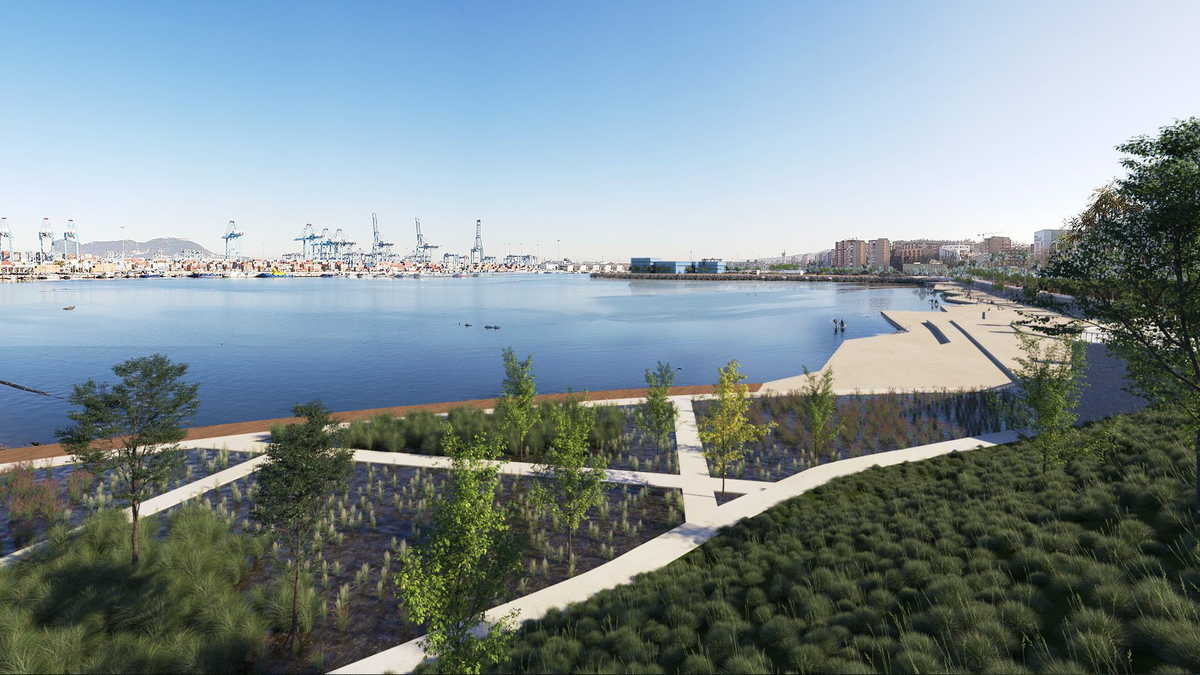Imagen virtual del proyecto de parque humedal y el Lago Marítimo