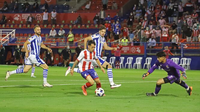 Álvaro Romero, en el duelo ante la Real Sociedad B.