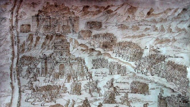 Ilustración que representa la toma de Jimena el 12 de marzo de 1431.