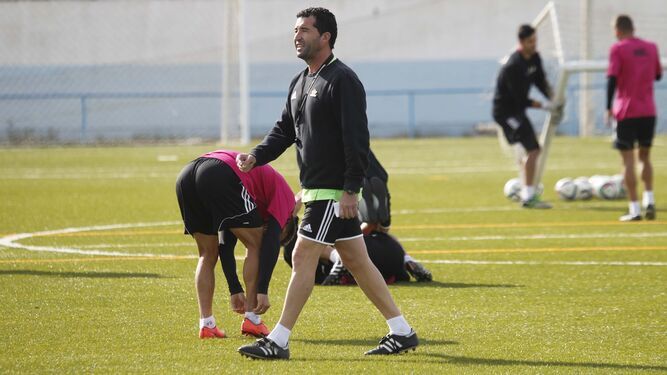 Juan Mari Sánchez, durante un entrenamiento en la Ciudad Deportiva