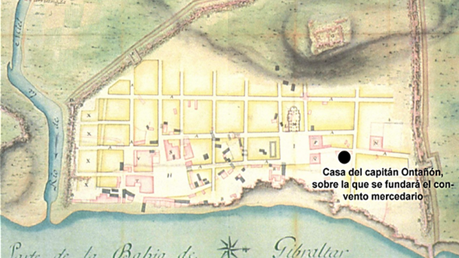 Plano de la Serie Verboom, con la posición de la casa de Ontañón en 1724.