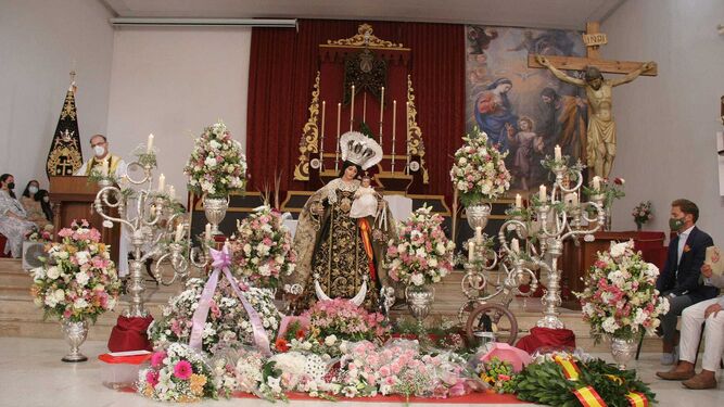 La Virgen del Carmen, en la misa celebrada esta mañana en la parroquia de San Marcos.