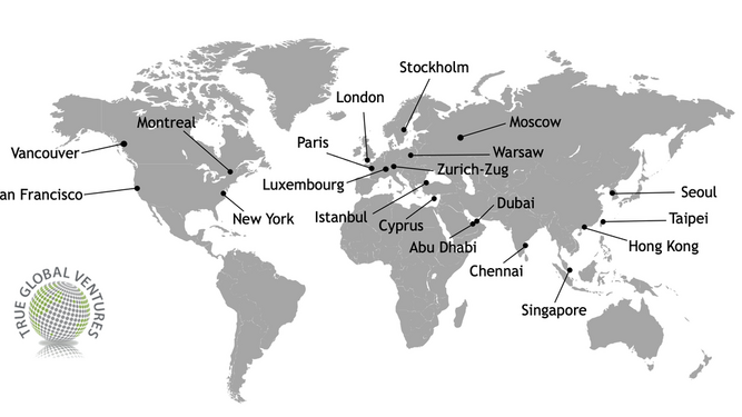 Conexión de ciudades dentro de True Global Ventures 4 Plus.
