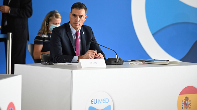 Pedro Sánchez, durante la cumbre euromediterránea.