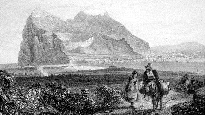 Un grabado antiguo de Gibraltar.