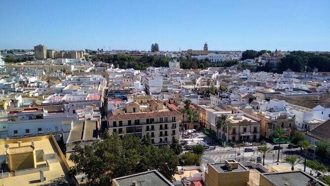 Una vista panorámica de parte del centro urbano de Sanlúcar.