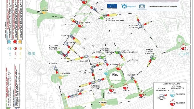 Mapa de ubicación de las cámaras de seguridad en Algeciras.