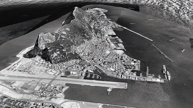 Vista actual del puerto de Gibraltar basado en Google Earth.