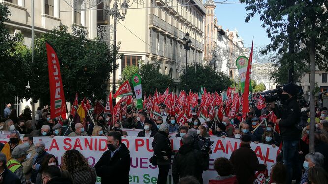 Protesta en Sevilla en Defensa de la Sanidad Pública.