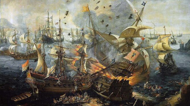La Batalla de Gibraltar de 1607, por Hendrick Cornelisz Vroom. Rijksmuseum, Amsterdam