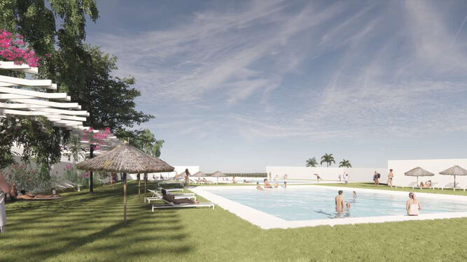 Recreación virtual de la nueva piscina que el Ayuntamiento isleño planea construir en la Ronda del Estero.