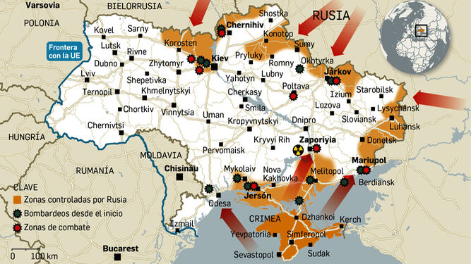 Mapa de Ucrania en la actualidad