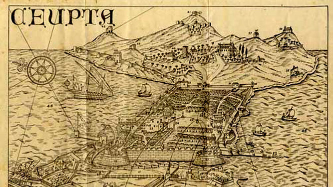 Grabado de Ceuta durante el Sitio de 1694 a 1727 (Archivo General de Ceuta).