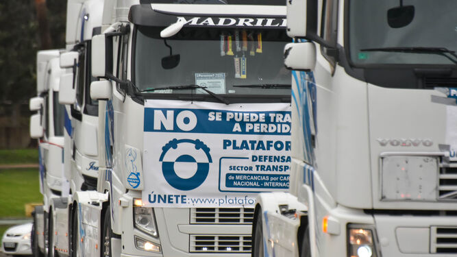 Una protesta de los camioneros en marzo.