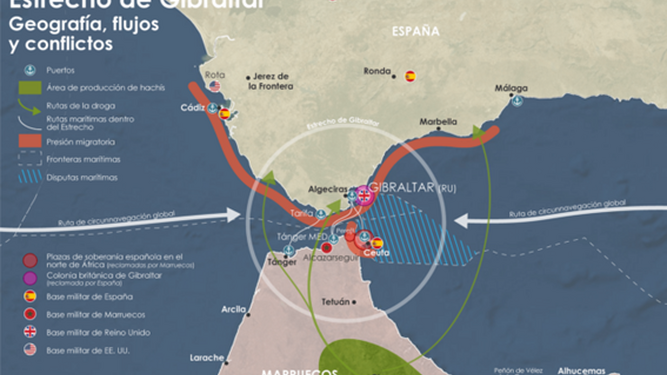 Plano de las tensiones geopolíticas en el Estrecho.