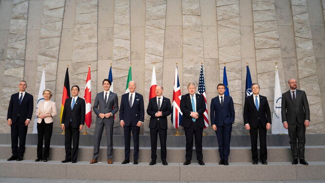 Reunión del G7 en Bruselas sobre la invasión de Ucrania.