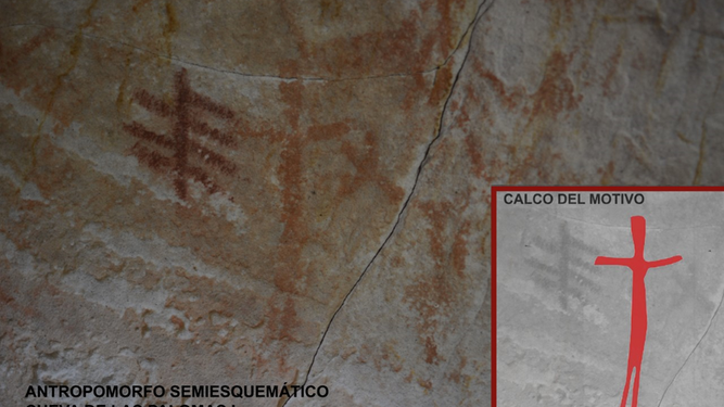 Antropomorfo semiesquemático en la cueva de las Palomas I, en Tarifa.