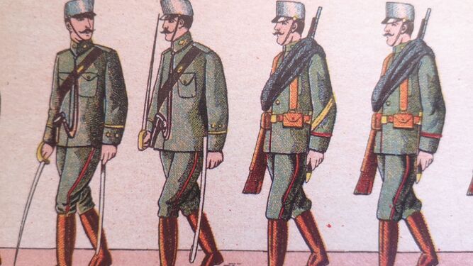 Lámina del Cuerpo de Carabineros con uniforme de servicio (Edición Hijos de Paluzie, Barcelona, 1910).