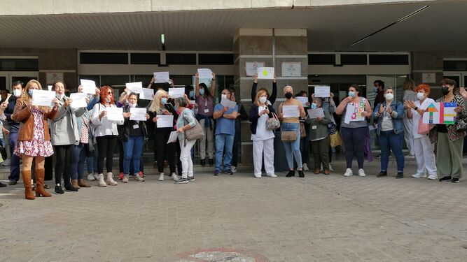 Una de las protestas de la plantilla de la limpieza del Hospital de Puerto Real