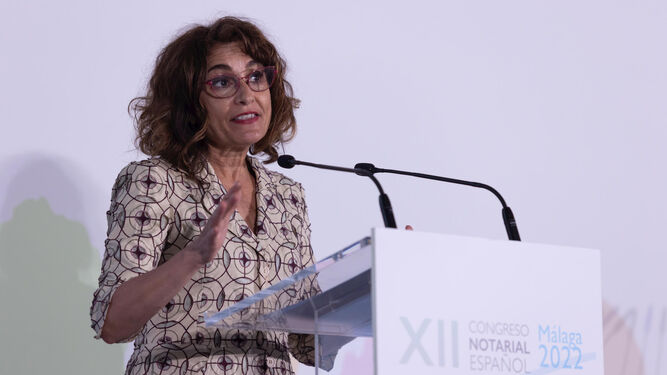 María Jesús Montero, en un congreso de notarios la semana pasada