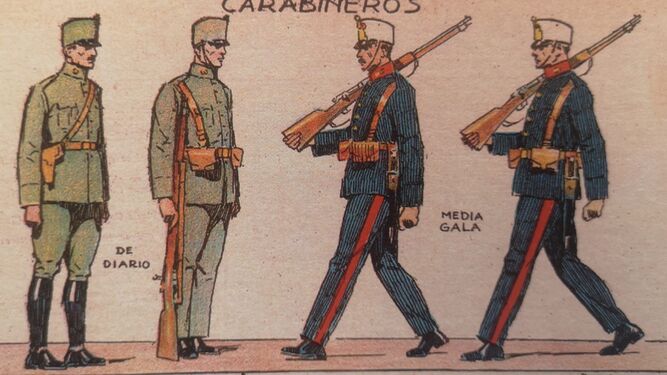 Uniformes de Carabineros publicados en la revista infantil "Macaco" (Madrid, 1928-1930).