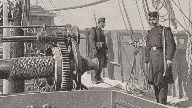 Servicio de plantón de Carabineros a bordo de un buque (Colección 'El Ejército Español', 1890).