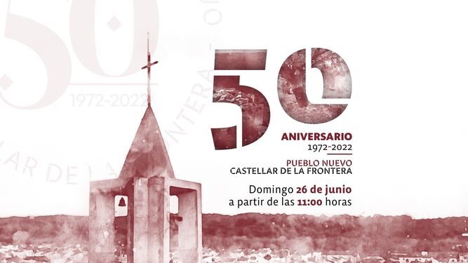 El cartel del 50 aniversario del Pueblo Nuevo de Castellar.