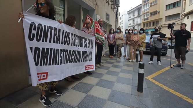 Protesta de los trabajadores del Juzgado de Violencia sobre la Mujer por la falta de medios, el pasado mes de junio.