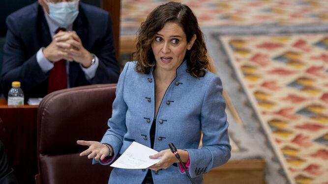 Isabel Díaz Ayuso, en un pleno en la Asamblea de Madrid.